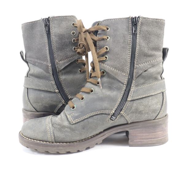Taos Crave Women’s Combat Boots Size 6.5 | Gray Leather Moto Style - Picture 5 of 7